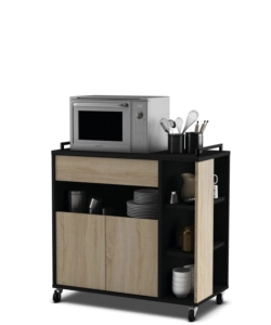 CARRELLO MULTIFUNZIONE ROVERE E NERO, 78,4X40X79 CM